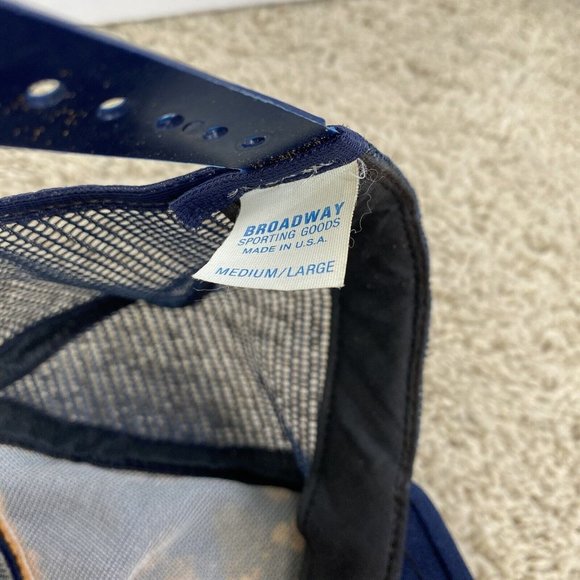 Vintage Navy “It’s an Adventure” Snapback Hat Blue Mesh Trucker Cap Broadway USA - Picture 7 of 10